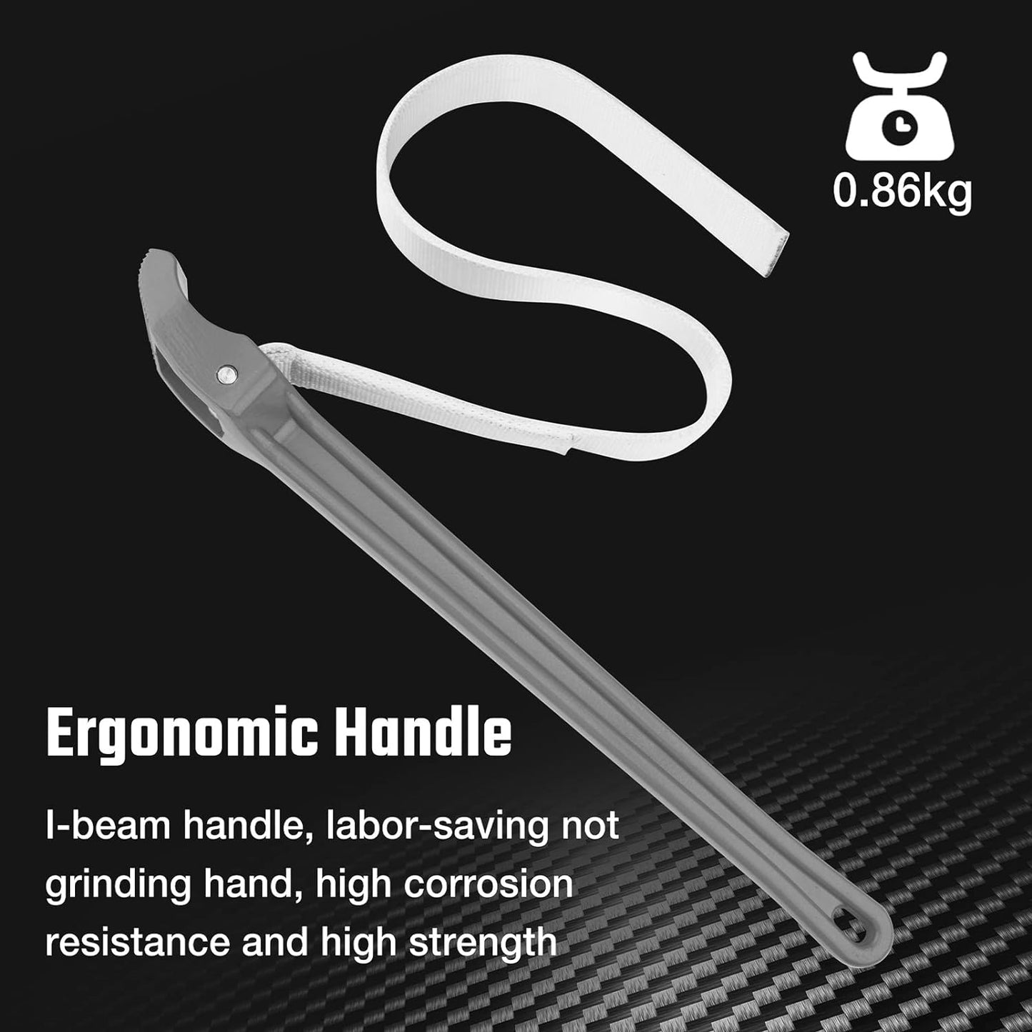 DURATECH Strap Wrench 18" Handle, Adjustable Nylon Strap Pipe Wrenches, Oil Filter Strap Opener Wrench