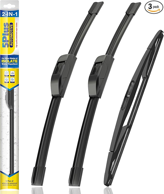 5 PLUS® Windshield Wiper Blades Replacement for 2017-2007 Jeep Wrangler Windshield Wipers (Pack of 3), Automotive Replacement Windshield Wiper Blades For My Car Water Repellent-15"/15"/12"