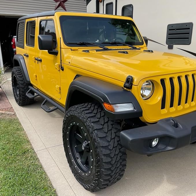 Drop Down Style Running Boards Compatible with 2007-2018 Wrangler Jk Jku Unlimited 4 Doors,Dual-Stage Textured Black Powder,3 Inch Step Bars Side Step, Wrangler Running Boards 4 Door