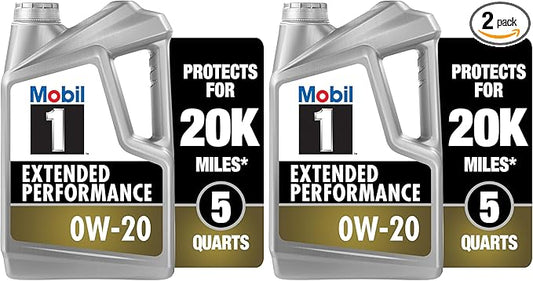 Mobil 1 Full Synthetic Motor Oil, 0W-20 | Extended Performance | 5 Quart | Pack of 2