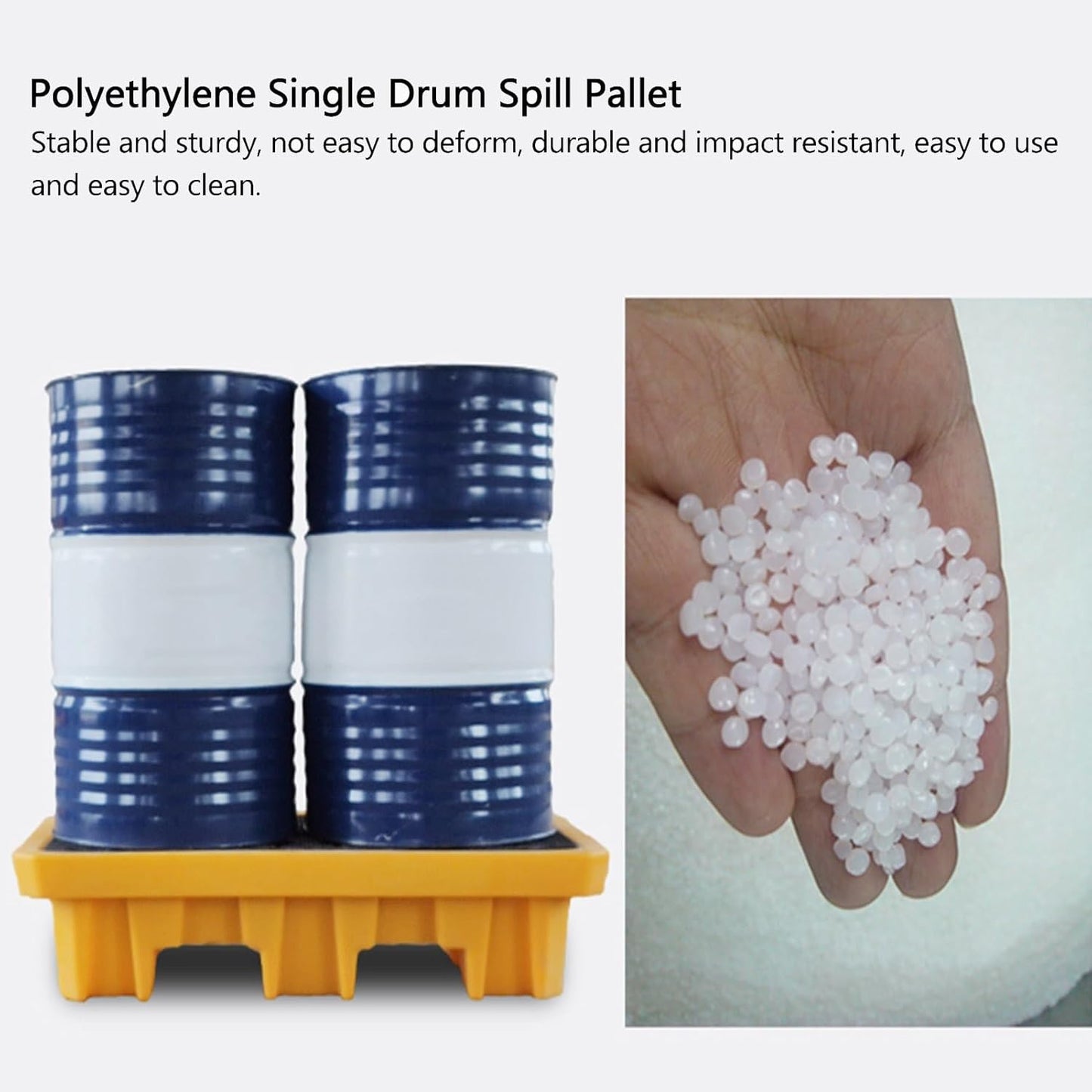 2 Drum Containment Spill Pallet, Polyethylene Low Profile Paint Bucket Tray, Industrial Garage Storage Detachable Shipping Leakproof Platform (Color : Yellow-5 Pack, Size : 51.2"x26.8"x3.9"