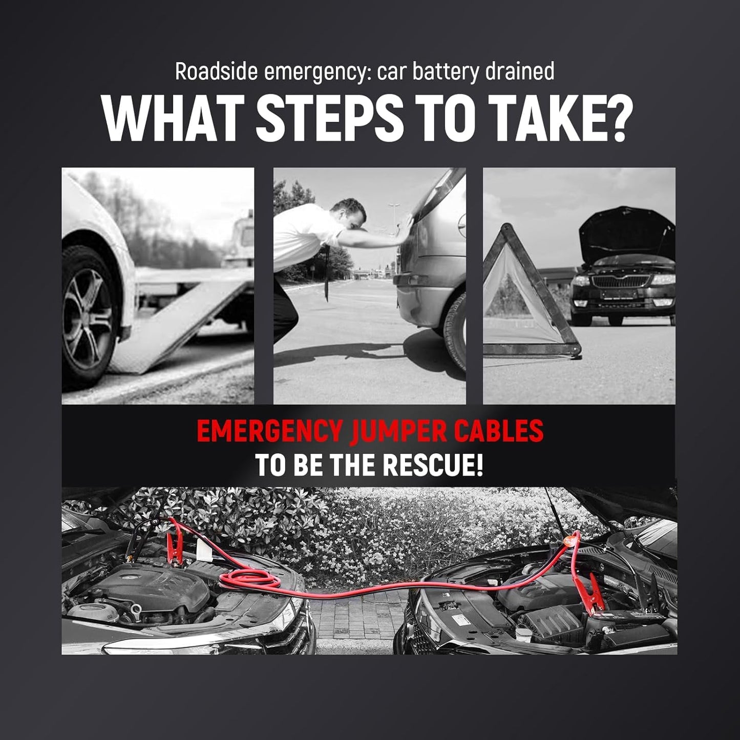 TOPDC 1 Gauge 25 Feet Jumper Cables for Car, SUV and Trucks Battery, Heavy Duty Automotive Booster Cables for Jump Starting Dead or Weak Batteries with Carry Bag, (TD-P0125)