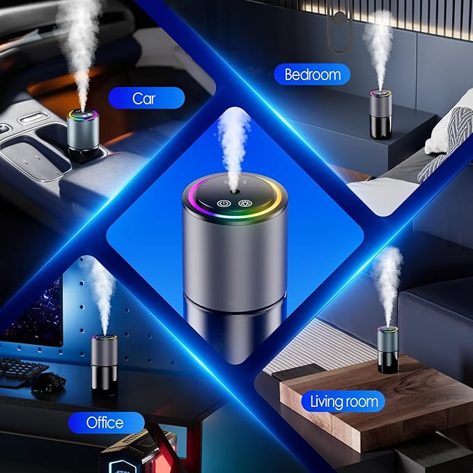 Car Air Freshener, Smart Car Air Freshener, RGB Music Syncing Light, Diffuser 150ml Capacity for 6 Months, Auto On/Off, Three Adjustable Modes (Angels)