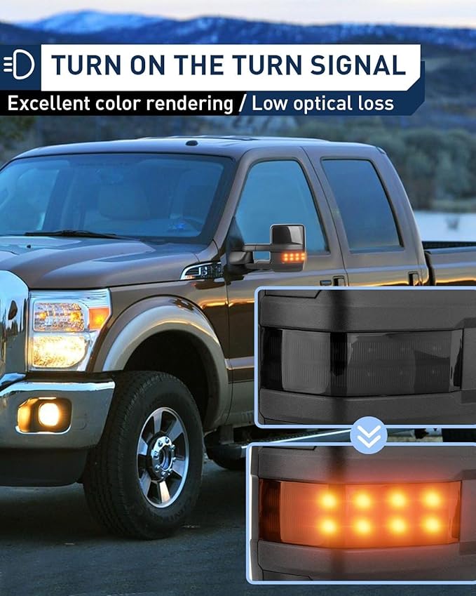 ECCPP Towing Mirrors Tow Mirrors With 2007-2014 For Chevy For Silverado For GMC For Sierra Truck Power Heated Turn Signal Width Light Lh Rh Pickup Truck