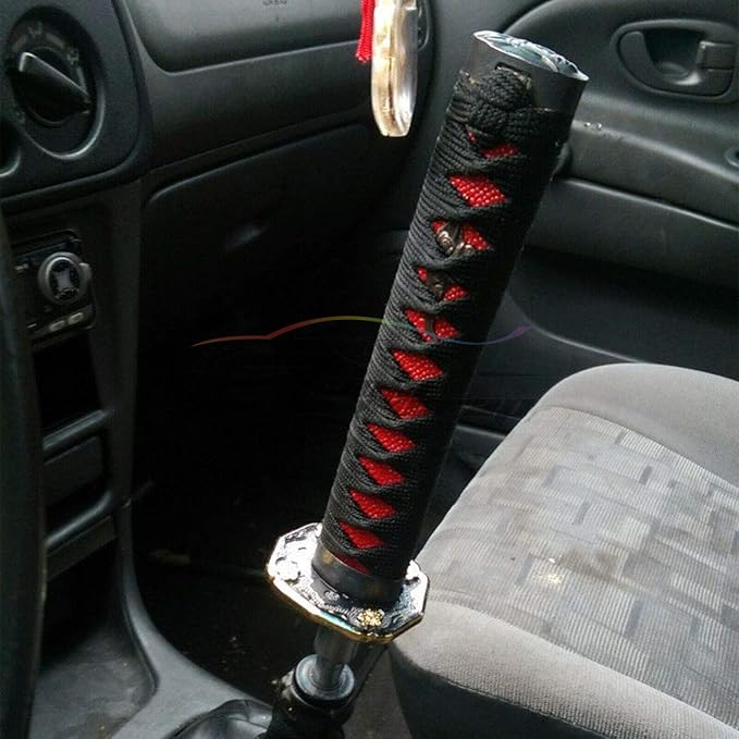 EZAUTO WRAP 26cm Red Black Shift Knob Samurai Sword Alloy Katana with Adapter Universal