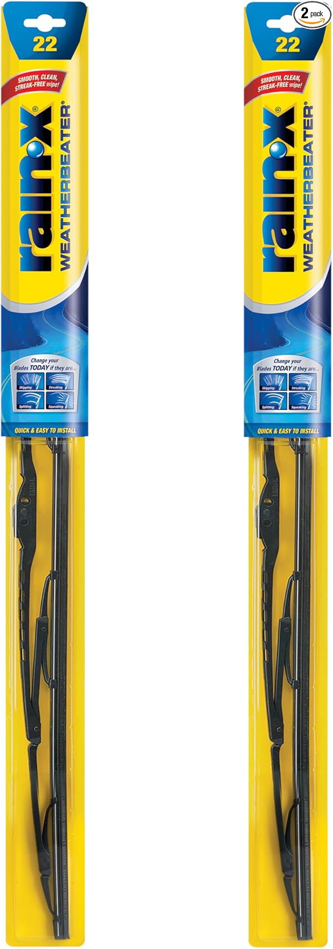 Rain-X 820149 WeatherBeater Wiper Blades, 22" Windshield Wipers (Pack of 2), Automotive Replacement Windshield Wiper Blades That Meet Or Exceed OEM Quality And Durability