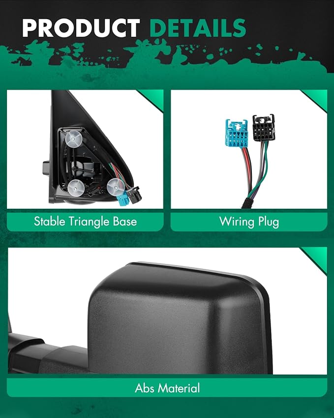 SCITOO for Chevy for GMC Towing Mirrors with Dynamic Running Lights Black Rear View Mirrors for Silverado for Sierra 2003-2006 (07 Classic) with Reverse Lights Arrow Turn Signal Power Control Heated