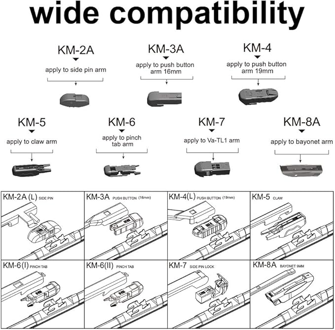 ASLAM Windshield Wiper Blades All-Season Type-M 26"+16" for OEM Replacement and Refills Replaceable (set of 2)