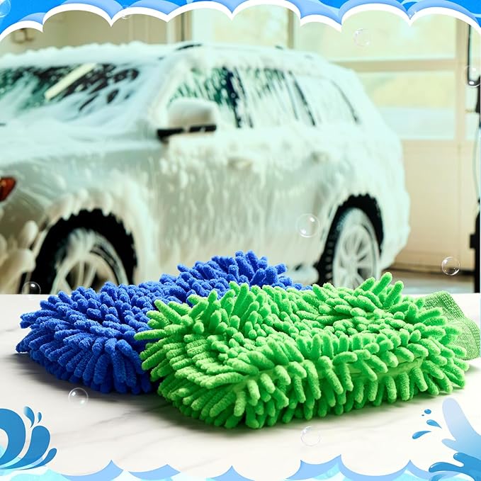 Patelai 30 Pcs Car Wash Mitt Scratch Free Microfiber Chenille Car Wash Gloves Double Sided Absorbent Mitt for Washing Cleaning Cars Trucks Boats, 9.45 x 5.9 Inch