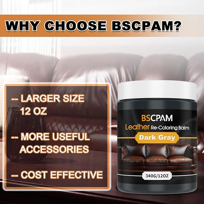 12oz Leather Recoloring Balm & 3.4oz Mink Oil Leather Conditioner kit,Dark Gray Leather Color Repair Kits for Couches, Leather Couch Paint Scratch Repair for Furniture Car Sofa Shoes Leather Dye