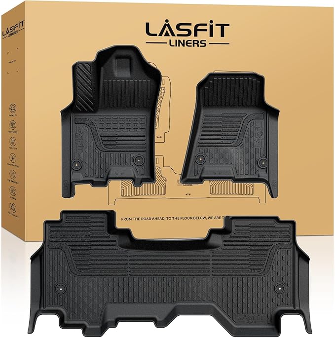 LASFIT Floor Mats for Ram 1500 Quad Cab 2025 2026 Bucket Seat(Not for Bench Seating), All Weather TPE Custom Fit Car Mats Floor Liners 1st & 2nd Row, Black