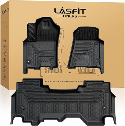 LASFIT Floor Mats for Ram 1500 Quad Cab 2025 2026 Bucket Seat(Not for Bench Seating), All Weather TPE Custom Fit Car Mats Floor Liners 1st & 2nd Row, Black