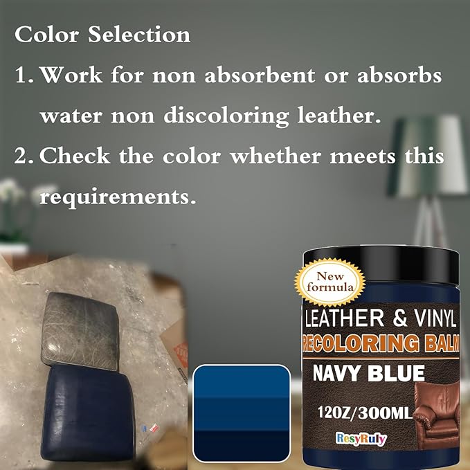 Navy Blue Recoloring Balm Restorer Refinish Liquid Fabric Dye Cream Leather Footwear Sneaker Shoes Boots Jacket Vinyl Paint Boat Car Seats Wood Furniture Couch Stain Remover Fade Scratches Repair