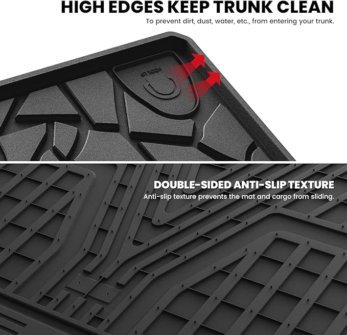 LASFIT Cargo Liner for Ford Bronco 4-Door 2025 2024 2023 2022 2021(Fit for 4-Door Only, Not Fit Sport) All Weather Custom Fit TPE Car Floor Liner, Cargo Area Protector, 1pc Black