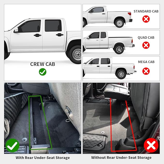 LASFIT Floor Mats 2019-2024 for Ram 1500 Crew Cab (NOT Fit for Classic Model) Bucket Seat with Folded Rear Under-Seat Storage 4 Full Size Doors All Weather TPE Custom Fit 1st & 2nd Row, Black