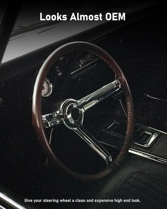 Belinous Leather Steering Wheel Cover Lace Up, Stitch On Wrap, Universal Fit 13-20 inch Car Truck SUV Pickup Boat, A Whole Piece of Cowhide, DIY Stitch w/Needle Thread (Size XXL6, Coffee)