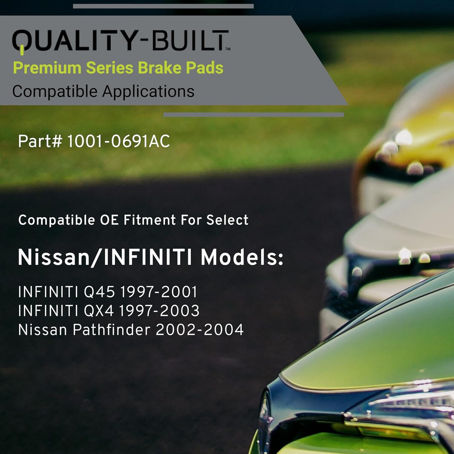 Premium Ceramic Front Brake Pads (1001-0691AC) Compatible with INFINITI Q45 1997-2001, INFINITI QX4 1997-2003, Nissan Pathfinder 2002-2004