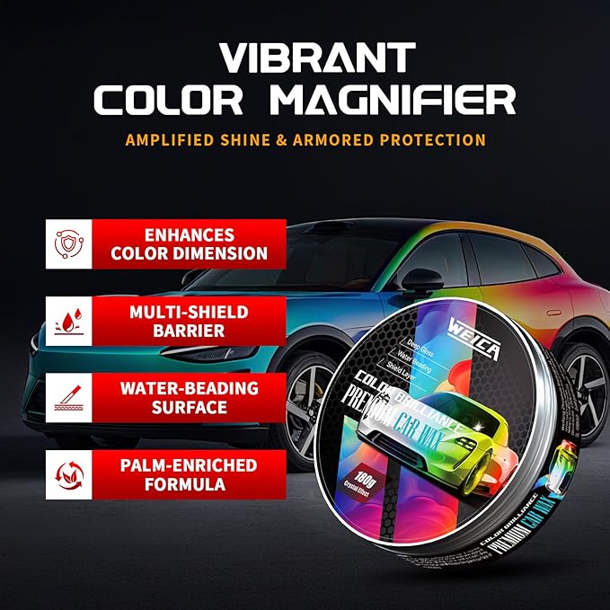 Premium Carnauba Wax 30% Conc. - Ultimate Paint Protection for Luxury Cars | 3-Month UV & Acid Rain Shield | Hydrophobic Ceramic Coating Enhancer (180g)