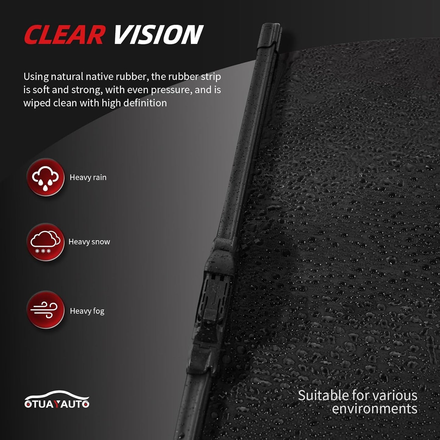 OTUAYAUTO Premium Windshield Wiper Blades - Replacement for Mazda CX-5 CX5 17-23, CX-9 CX9 16-23, All-Weather Performance, Front and Rear Wiper Blades, Top Lock - 24"+18"+14" (Pack of 3)