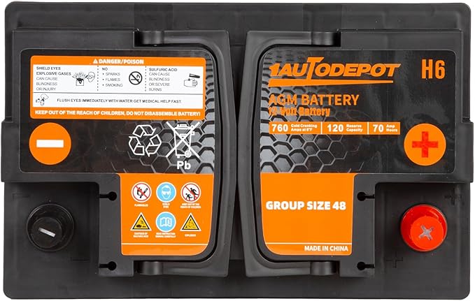 BCI Group 48 Car Battery, 12V 70Ah Size H6 Automotive Battery Premium Maintenance Free AGM Batteries, 760CCA, 120RC, 36 Months Warranty