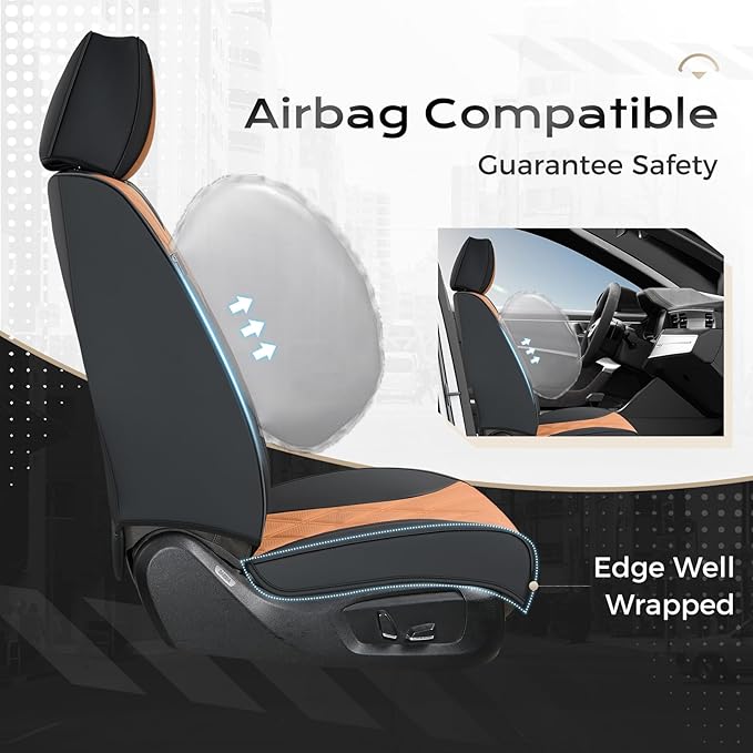 Coverado Car Seat Covers Full Set, Seat Covers for Cars, Front Seat Covers and Back Seat Cover Waterproof Leather Automotive Seat Cover, Universal Car Interior Protectors Cushion for Most Cars