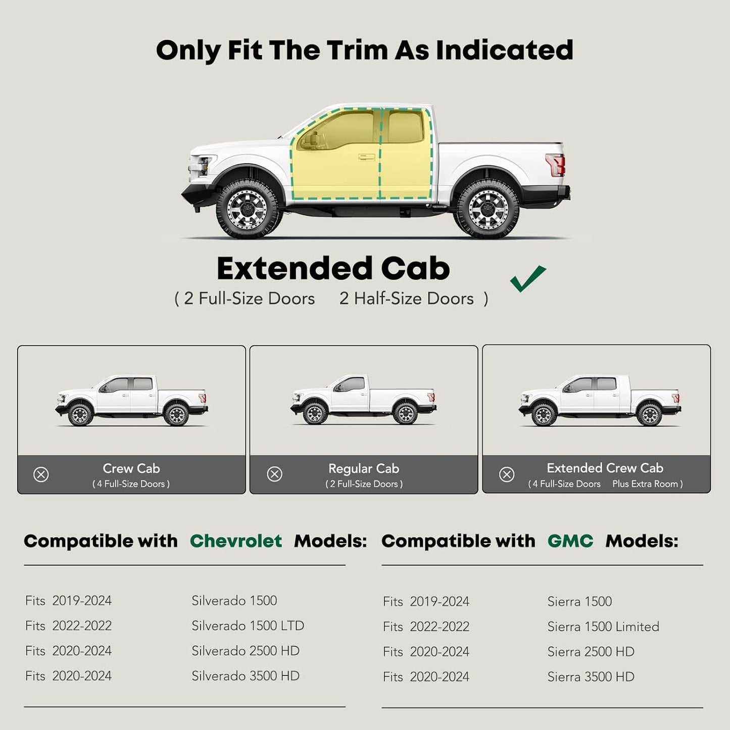 YHTAUTO 4 Inch Running Boards Side Steps Fit 2019-2024 Chevy Silverado & GMC Sierra 1500/2500 HD/3500 HD, Extended/Double Cab, Oval Bent Ends Carbon Steel Black Powder, Truck Cab Side Step Rails