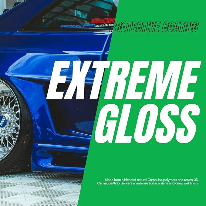 3D Carnauba Wax – Liquid Brazilian #1 Grade Wax for Deep Gloss & UV Protection | Easy Application | Safe on All Paint | Non-Staining Formula | Made in USA | 16 oz