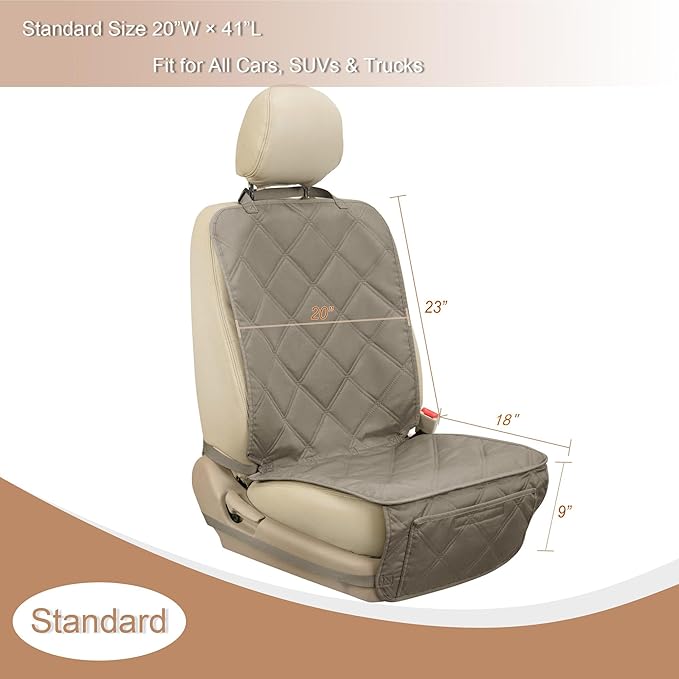 YESYEES Dog Front Seat Covers for Cars, 2 Pack Waterproof Bucket Seat Covers for Dogs with 4 Nonslip Straps, Long-Lasting Pet Car Seat Protector Universal Fit for Cars Trucks and SUVs (Khaki)