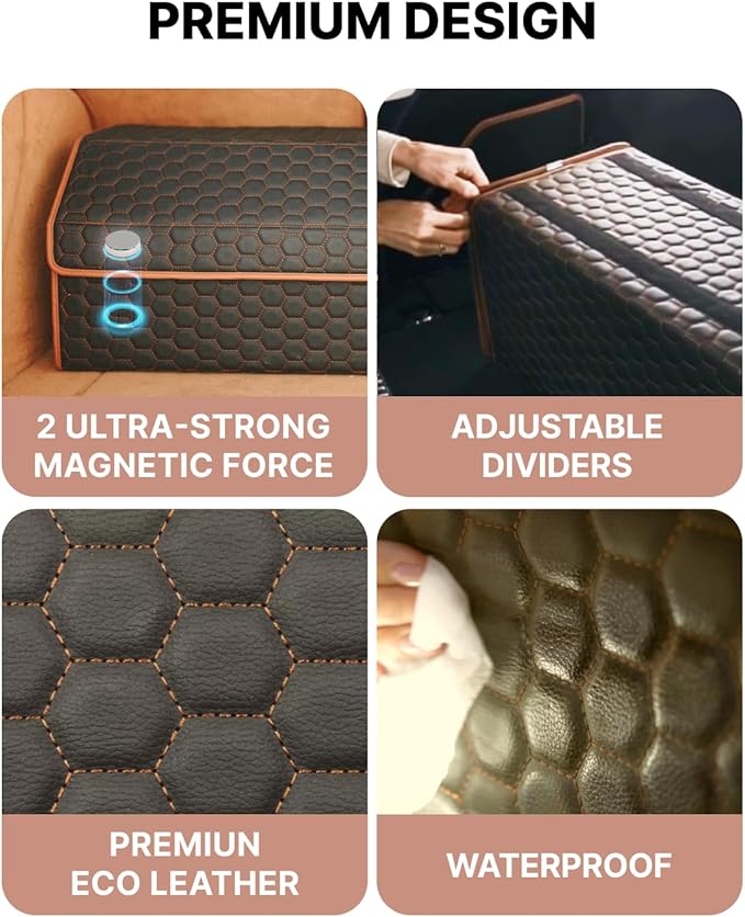 Owleys Foldable Trunk Organizer for Car Storage - Collapsible Auto Trunk Organizer With Lid - Trunk Organization (21.6 inch, Hexy)