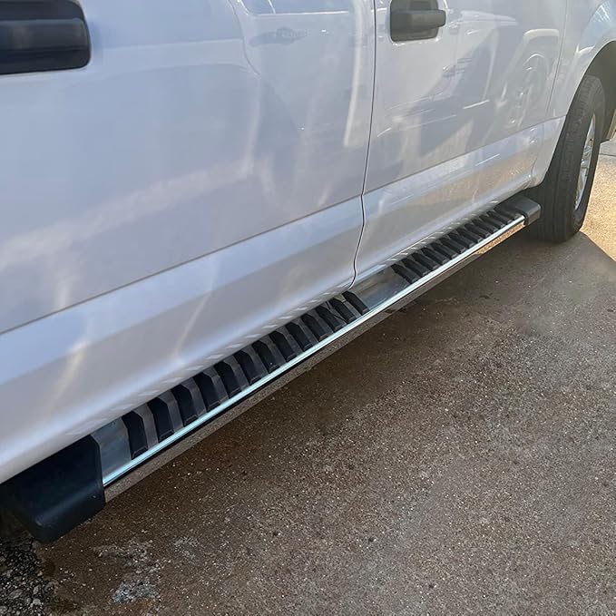 COMNOVA Pair Running Boards Compatible with 2015-2025 Ford F150 Crew Cab with 4 Full Size Doors, Truck Side Steps, Width 6 Inches, V Style Step Boards, Stainless Steel Nerf Bars, Step Bars.