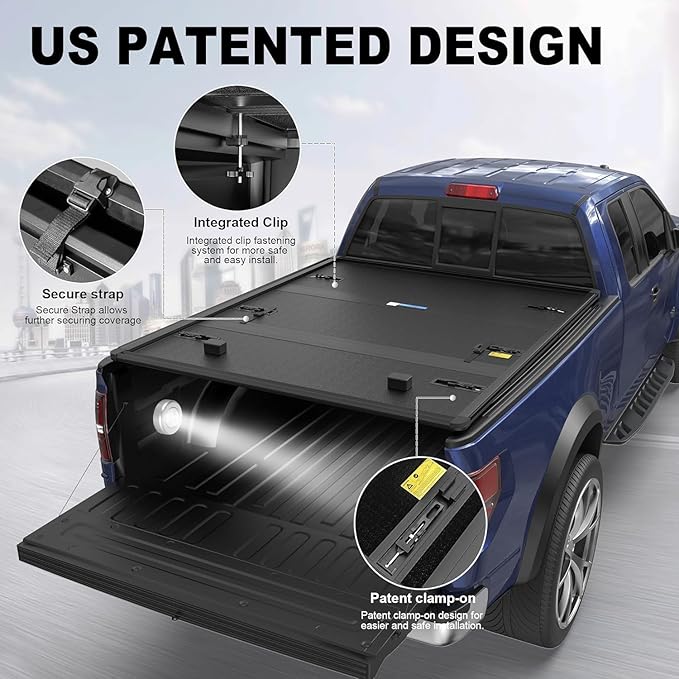 Fiberglass Tri Hard Truck Bed Compatible for 2004-2008 Ford F150 Styleside (Not for Flareside) 5.5 FT Bed On Top 66 inch Tonneau Cover