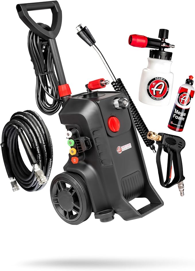 Adam's Pressure Washer 3.0 (Complete Kit) - Powerful Car Washing Pressure Sprayer, Includes Snub Nose with Swivel, Extension Wand, Premium Foam Cannon & 16oz Mega Foam Shampoo| 1260 PSI & 1.6 GPM