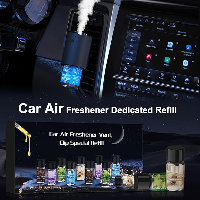 Car Air Freshener Refill, Delivers Over 3000 Sprays, Five Scents, Long-Lasting Freshness Refill (10 Bottles)
