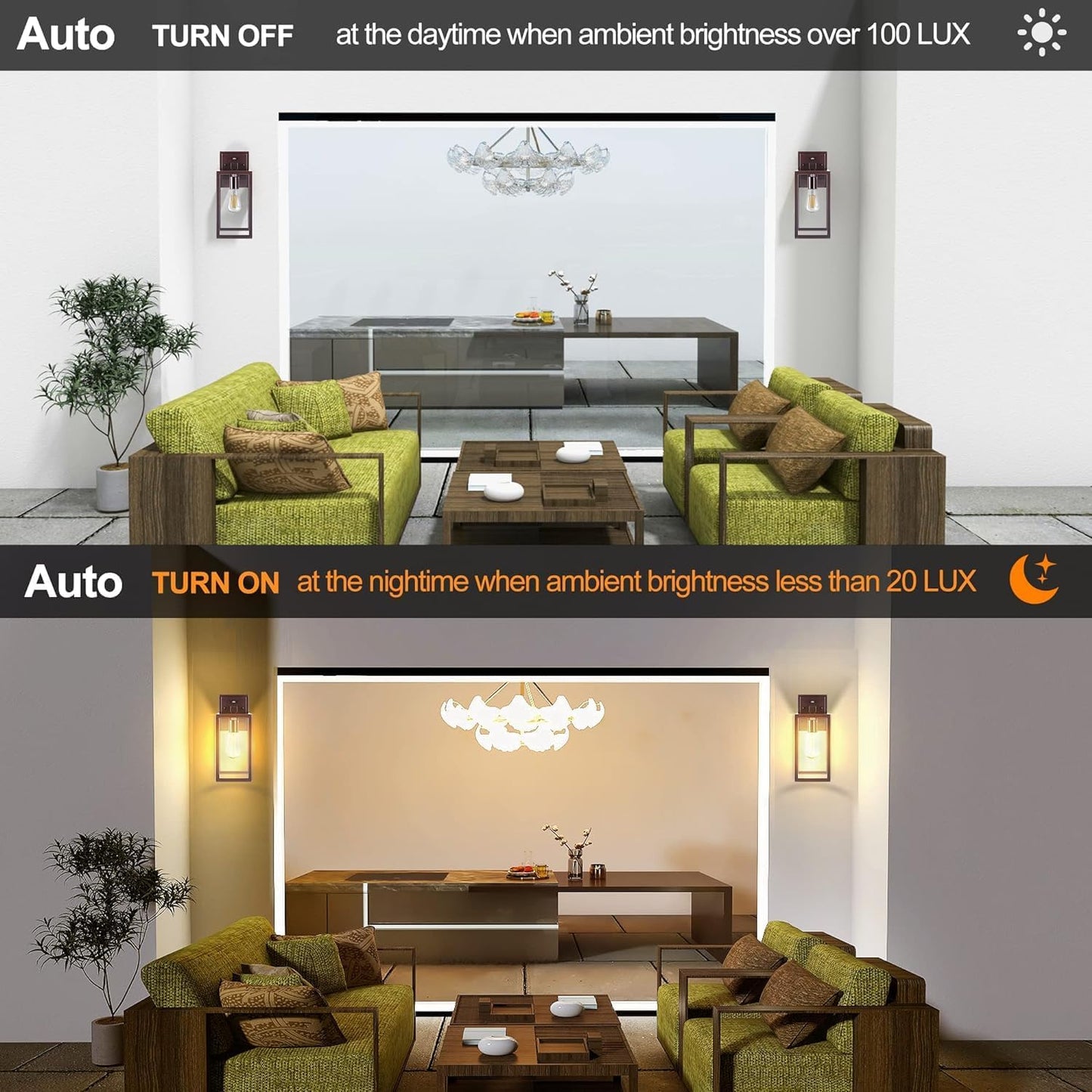 Dusk to Dawn Outdoor Lighting Fixtures for House, ORB Sensor Porch Exterior Lights Wall Mount, Anti-Rust Wall Light, Wall Sconce Lamp, Waterproof Wall Lantern for Garage, 2-Pack