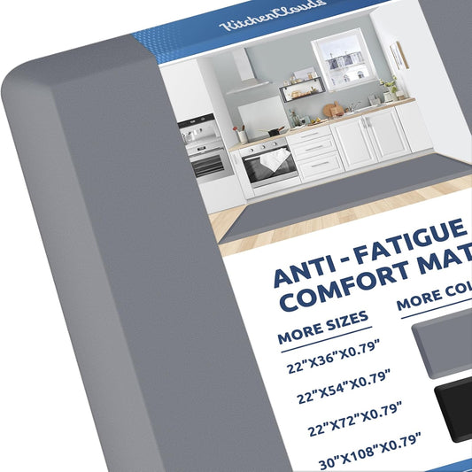 KitchenClouds Kitchen Mat Cushioned Anti Fatigue Rug 22"x72" Waterproof, Non Slip, Standing and Comfort Desk/Floor Mats for House Sink Office (Grey,0.8inch)