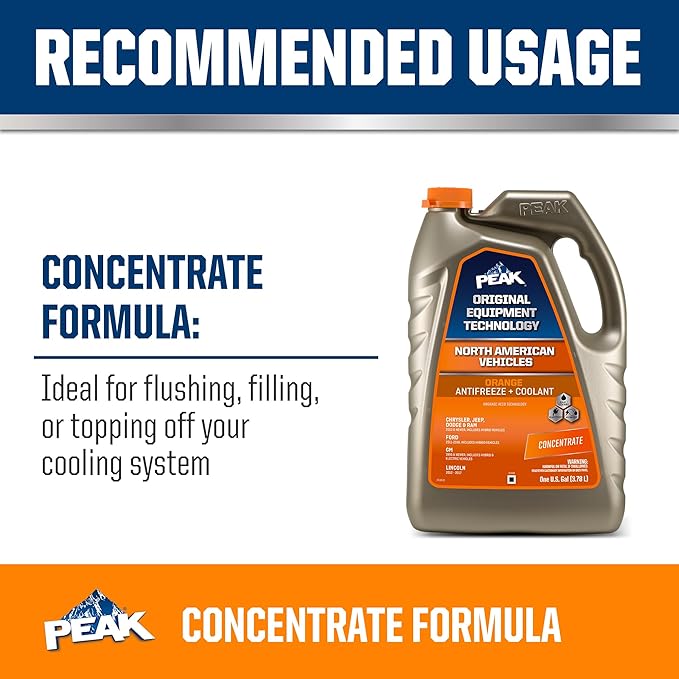 PEAK OET Extended Life Orange Concentrate Antifreeze/Coolant for North American Vehicles, 1 Gal.