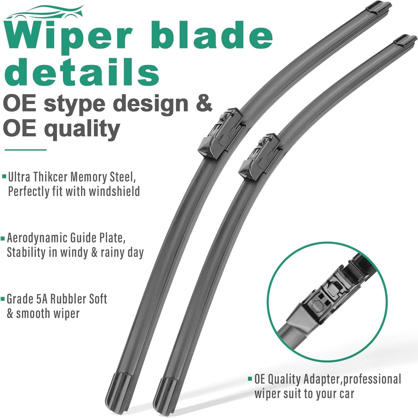 26" 16" 12" Windshield Wiper Blades Replacement for Subaru Crosstrek 2018 2019 2020 2021 2022 2023 Premium All Weather Front Rear Wipers Set - OEM Quality (Pack of 3)
