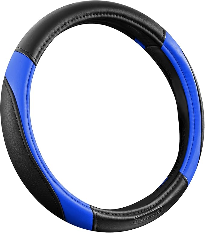 Rubbermaid Steering Wheel Cover – Universal Fit 14.5"–15" Steering Wheel Cover, Anti-Slip Grip, Breathable Leather, All-Season Protection, Interior Upgrade for Cars, Trucks, SUVs - Blue
