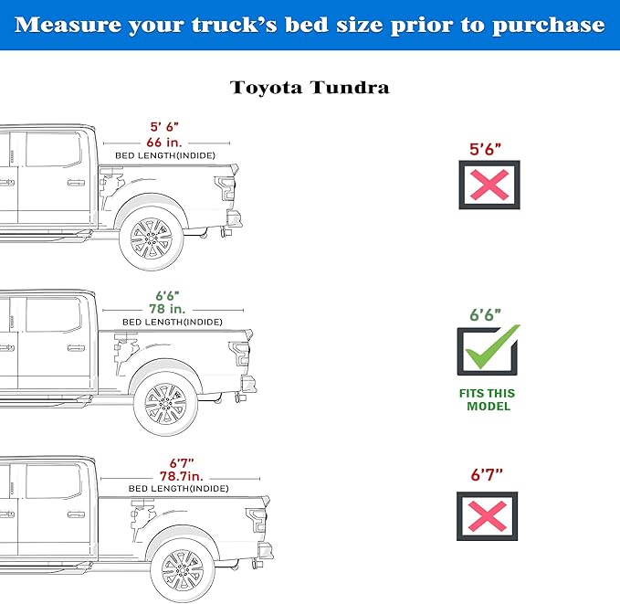 Hard Folding Truck Bed Tonneau Cover|HTF035|Fits 2022-2026 Toyota Tundra 6'6" Bed w/OE Rail System (78.7")
