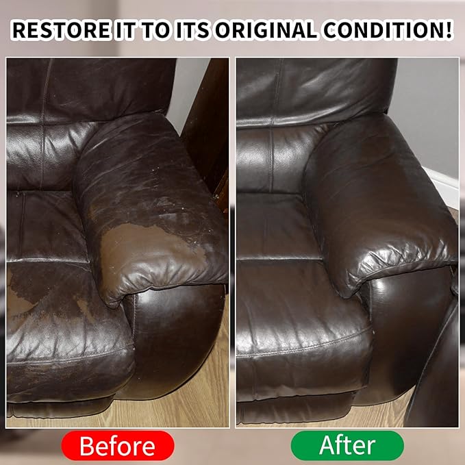 Leather Recoloring Balm,8.5oz Leather Color Restorer,Dark Brown Leather Repair kit for Furniture and Car Interior,Leather Couch Scratch Repair,Leather Dye Paint for Faded,Cracked and Damaged Leather