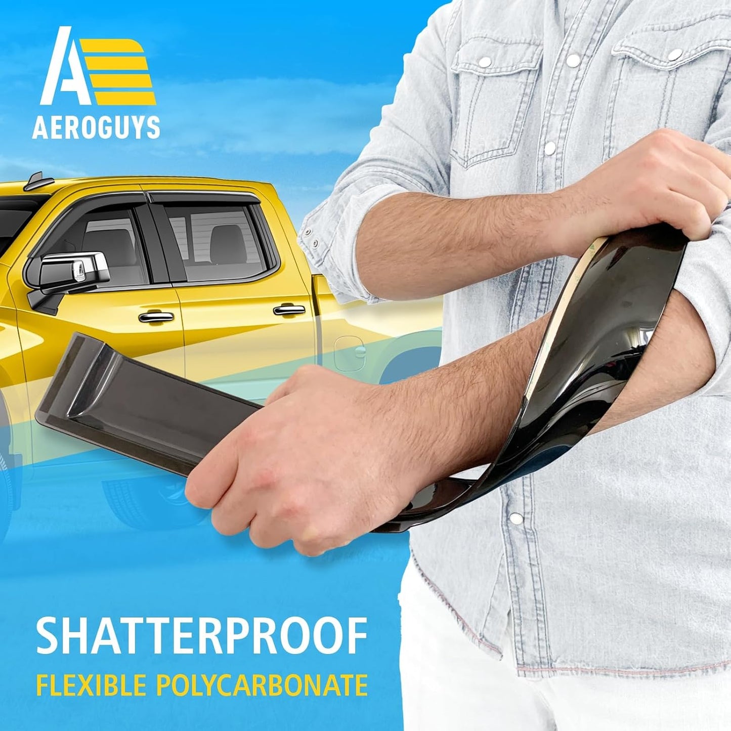 Extra Durable Window Deflectors Tape-On Window Visors Rain Guards Fit for Chevrolet (Chevy) Silverado 1500 2019-2025 Crew Cab, Sun Visors, Wind Vent for Shades, Exterior Car Accessories - 4pcs. AG0798