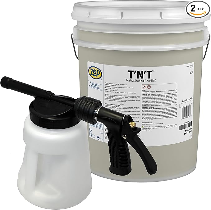 Zep TNT Brushless Truck and Trailer Wash Concentrate 5 Gal (Each) Model 481 Foamer 96 oz. - 37635 - Removes Exhaust Deposits, Road Film and Bug Residues