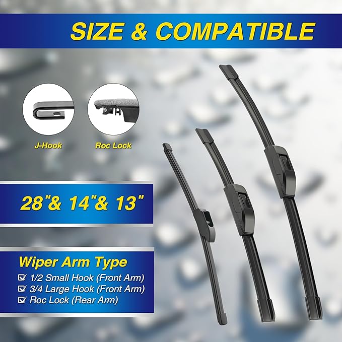 5 PLUS® Silicone Windshield Wipers Replacement for 2013-2017 HYUNDAI Elantra GT 2015-2018 KIA Forte5 Wiper Blades(Set of 3),Automotive Replacement Windshield Wiper Blades For My Car-28"/14"/13"