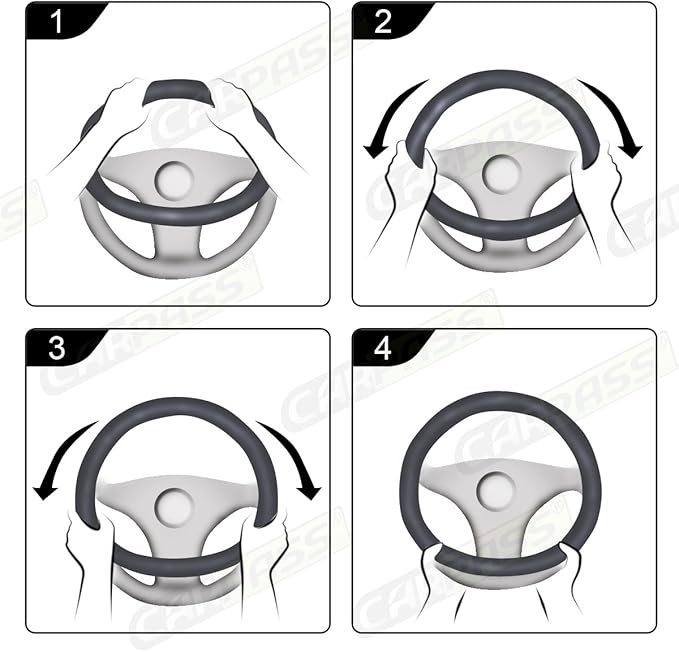 CAR PASS Line Rider Microfiber Leather Sporty Steering Wheel Cover Universal Fits for 95% Truck,SUV,Cars,14.5-15inch Anti-Slip Safety Comfortable Desgin (Black-White)