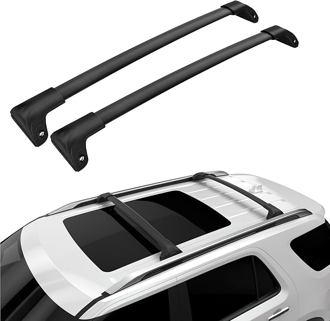 FLYCLE 220lbs Roof Rack Crossbars Fit for 2016-2019 Explorer with Anti-Theft Lcok, Aluminum Heavy Duty Cross Bars Rooftop Luggage Kayaks Bicycles Snowboard Canoe Carrier Cargo Bag
