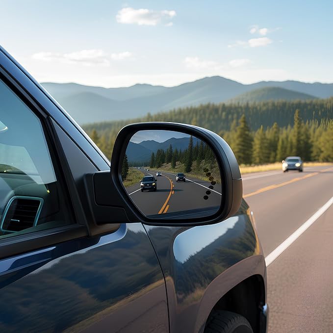 DWVO Left Driver Side Towing Mirror for 2007-2014 Chevy Silverado & GMC Sierra New Body - Electric Heated Defrost, Power Adjustable Glass, LED Turn Signal, Puddle Lamp, Manual Folding