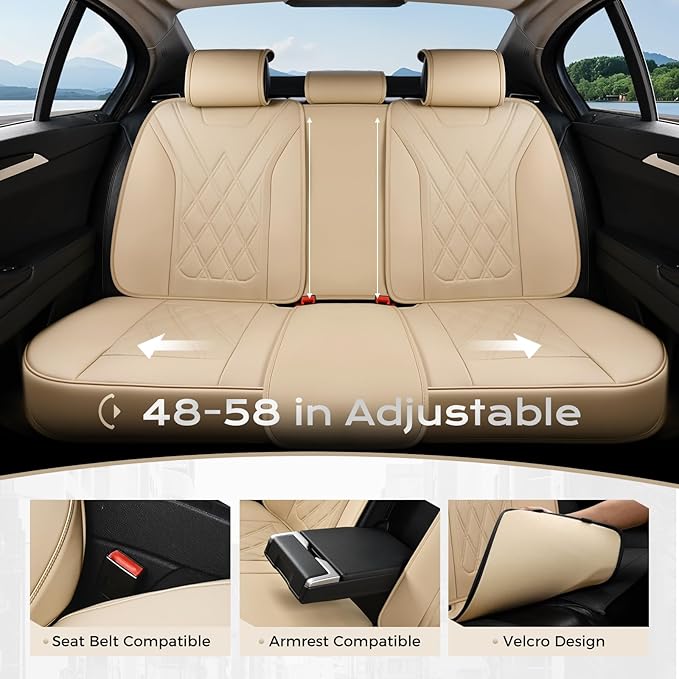 Coverado Car Seat Covers, Front Covers for Cars, Car Seat Cover Front Seats, Automotive Seat Cover, Waterproof, Leather Car Seat Cushion, Universal Interior Seat Protectors for Most Cars