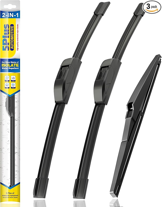 5 PLUS® Silicone Windshield Wiper Blades Replacement for 2022-2011 DODGE Durango 2013-2011 Jeep Grand Cherokee Wiper Blades(Set of 3),Automotive Replacement Windshield Wiper Blades-22"/21"/12"
