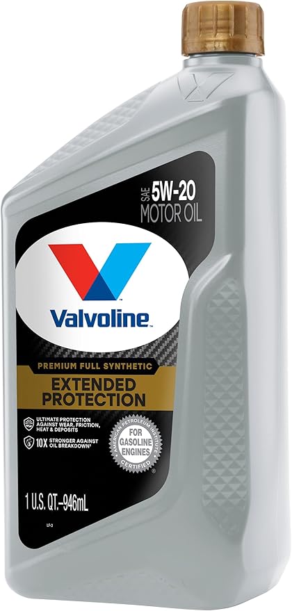 Valvoline Extended Protection Full Synthetic Motor Oil SAE 5W-20 1 QT, Case of 6