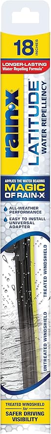 Rain-X 5079275-2 Latitude 2-In-1 Water Repellent Wiper Blades, 18 Inch Windshield Wipers (Pack Of 1), Automotive Replacement Windshield Wiper Blades With Patented Repellency Formula